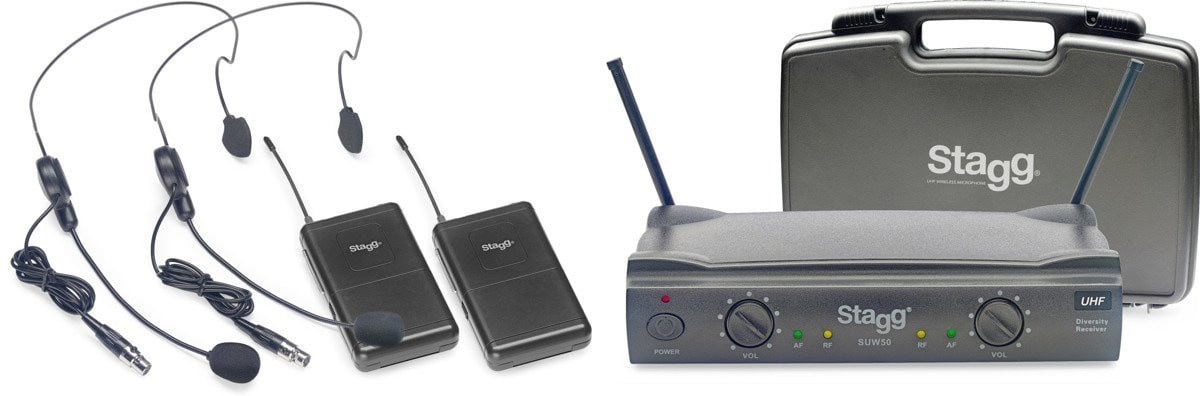 Stagg mikrofon SUW 50 HH FH EU UHF true diversity Wireless headset system with 2 channels must