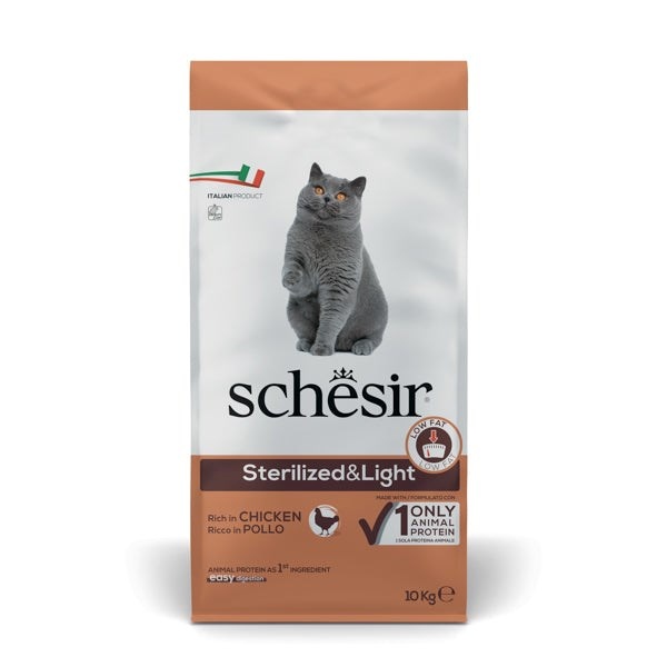 Agras Pet Foods kuivtoit kassile Schesir Adult Sterilized & Light Rich in Chicken, 10kg