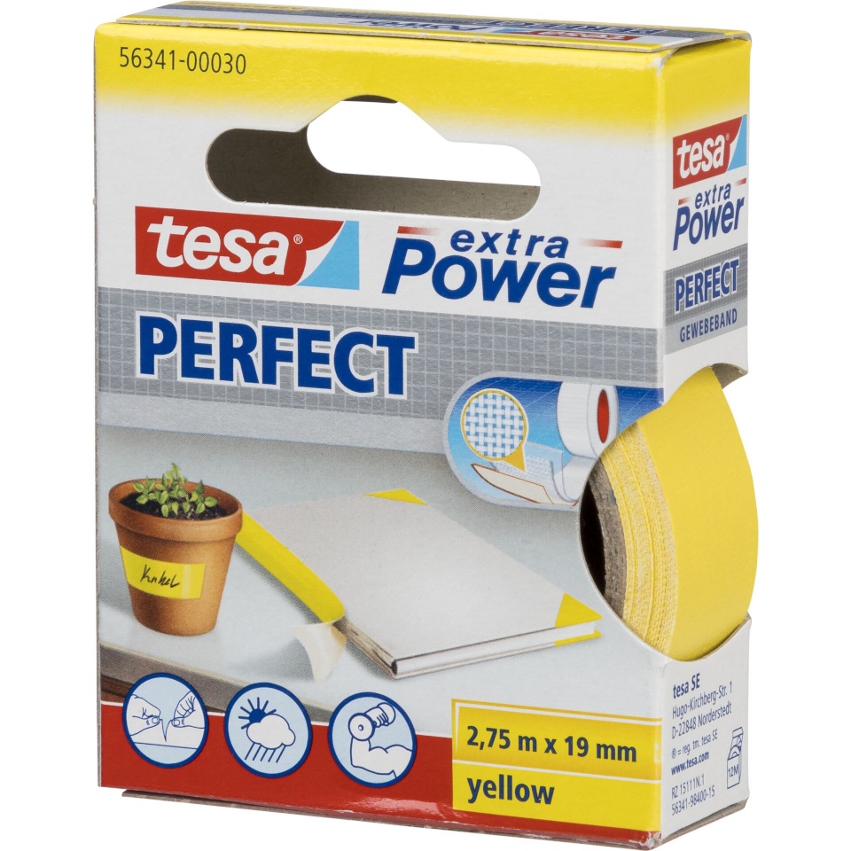 Tesa teip Cloth Tape 2,75m x 19mm extra Power kollane 56341
