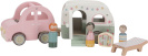 Little Dutch puidust mänguasi Wooden Car and Caravan, roosa/valge