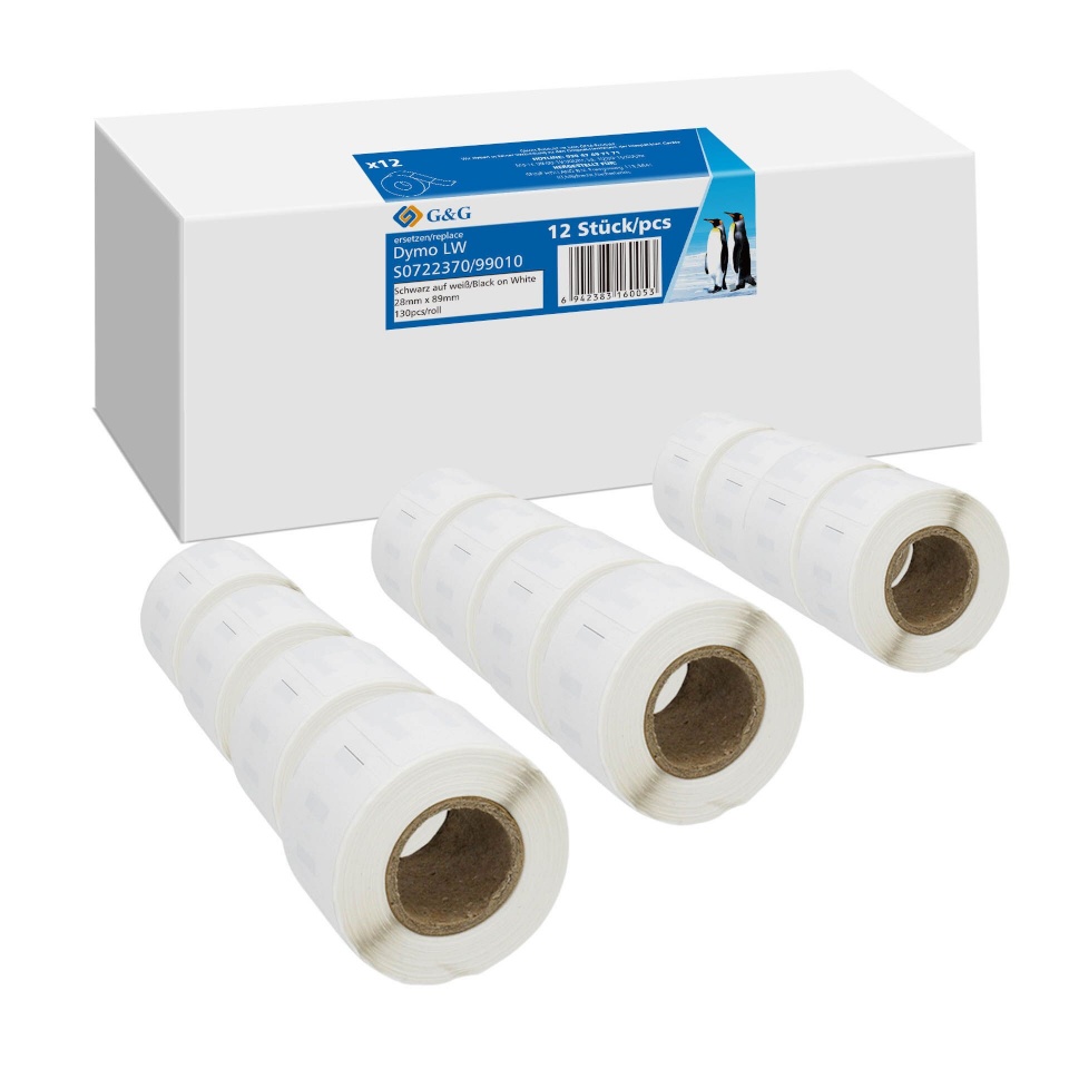 G&G etikett 12x G&G Etiketten 28mm x 89mm sw komp. m. 99010/ s0722370