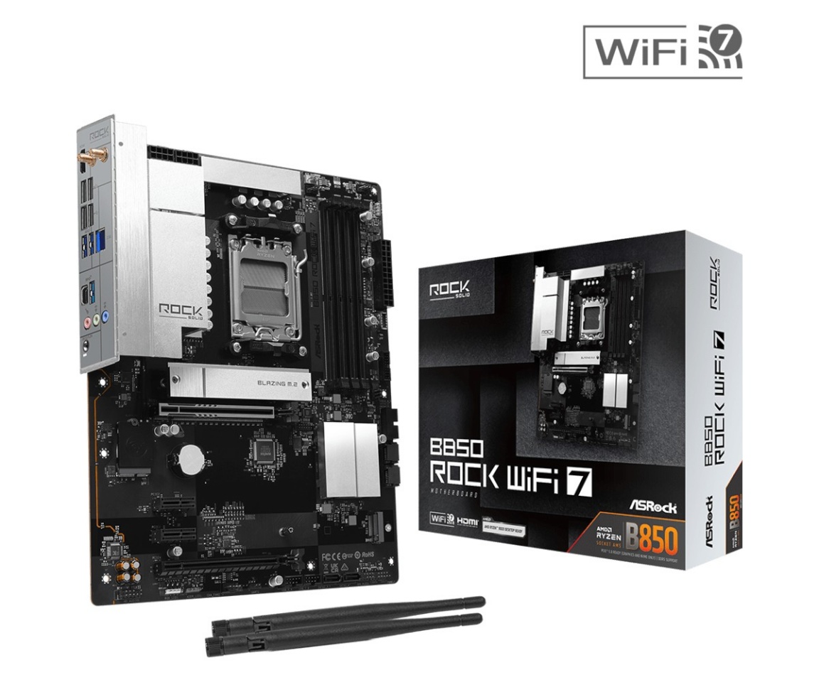 ASRock emaplaat B850 ROCK WIFI, 7 AM5, DDR5, ATX