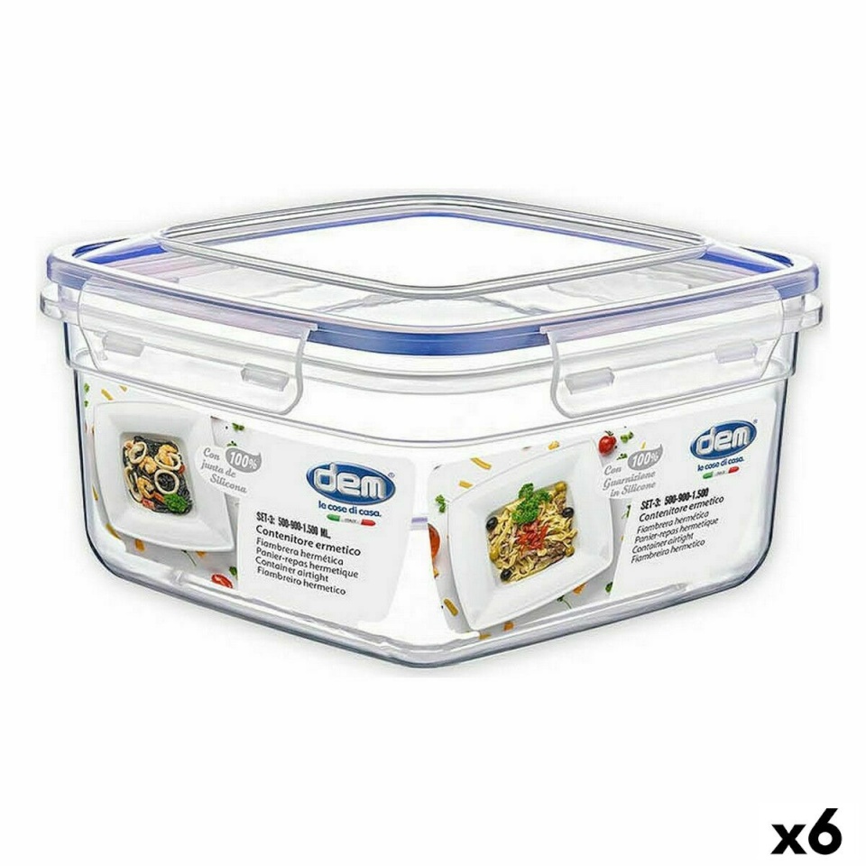 Dem toidukarpide komplekt Hermeetiline 3 Tükid, osad 500ml 18x18x10cm (6tk)