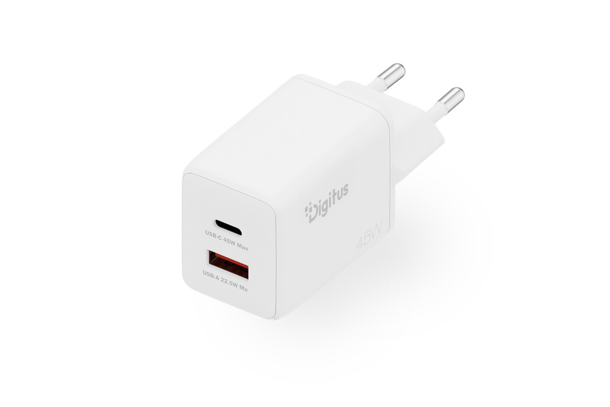 Digitus Digitus USB GaN Charger 45W, 1x USB-C, 1x USB-A | DA-10302