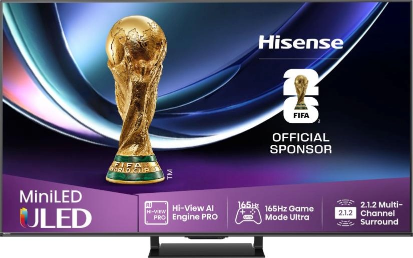 Hisense televiisor U7Q PRO, 55'', 4K UHD, ULED, Mini LED, must