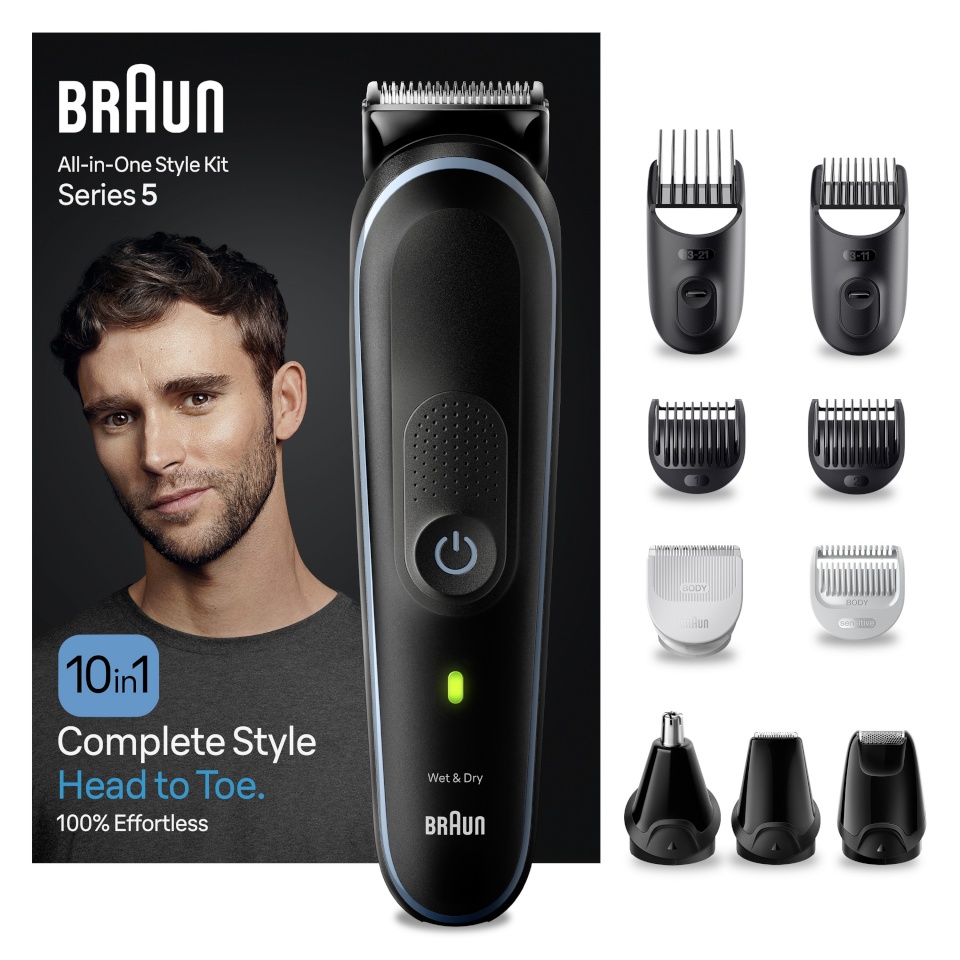 Braun habemepiiraja MGK5445 Series 5 All-in-One Beard Care Bodygroomer Set, 10in1, must