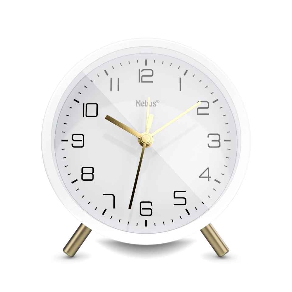 Mebus lauakell 56973 Quartz Alarm Clock, valge 