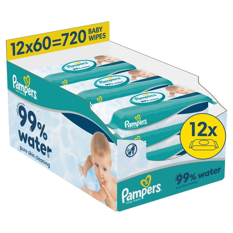 Pampers salvrätid Aqua niisked beebisalvrätid, 12 pakki, 720 niisket salvrätikut