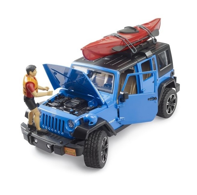 BRUDER BR-02529 mänguauto Jeep Wrangler Rubicon with kayak and figurine
