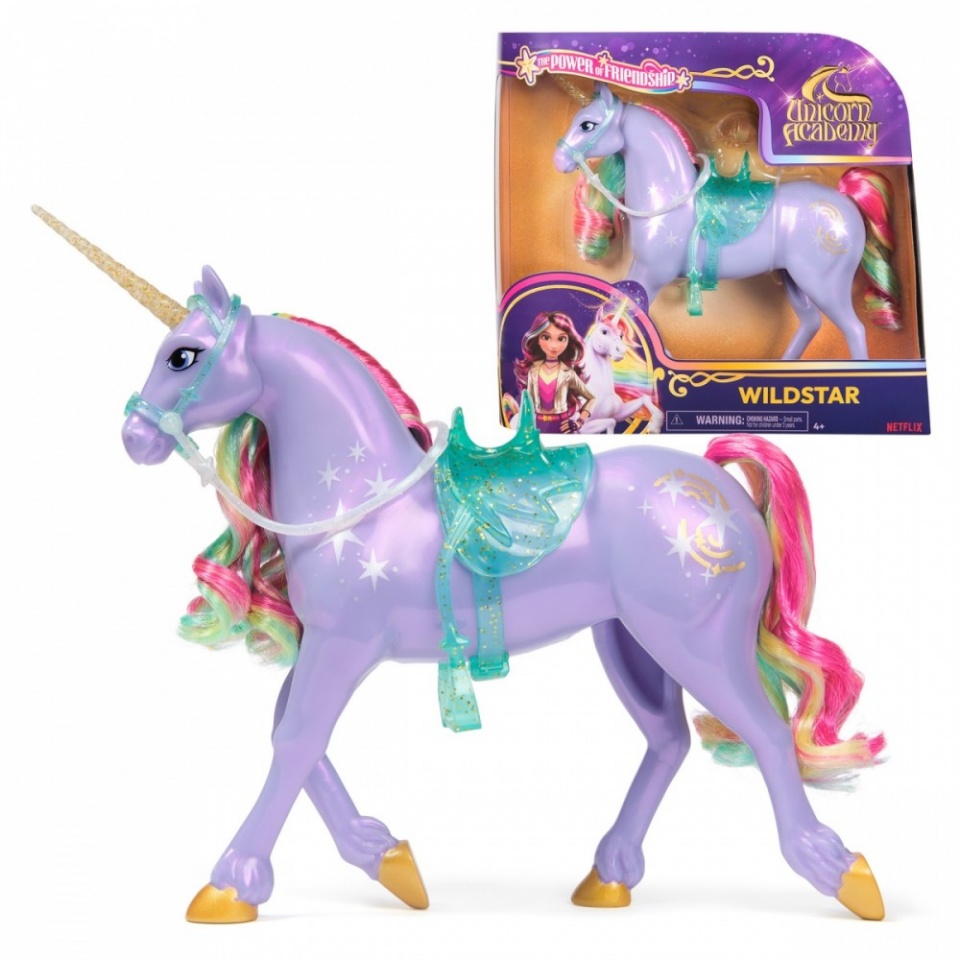 Spin Master mängufiguur Unicorn Academy - Unicorn Wildstar (28 cm, with echter Mähne and Schweif, abnehmbarem Zaumzeug, Sattel and Bürste)