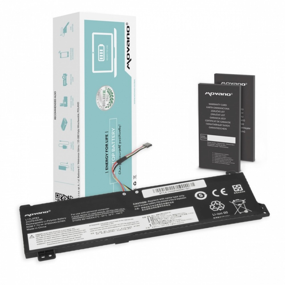 Movano sülearvuti aku L17L2PB3 for Lenovo V130-15IGM V330-15IKB V530-14IKB V530-15IKB - 4750 mAh (37 Wh)