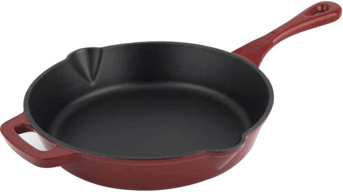 Cs Kochsysteme malmpann Alpen Cast Iron Casserole Fry Pan, 26cm, punane