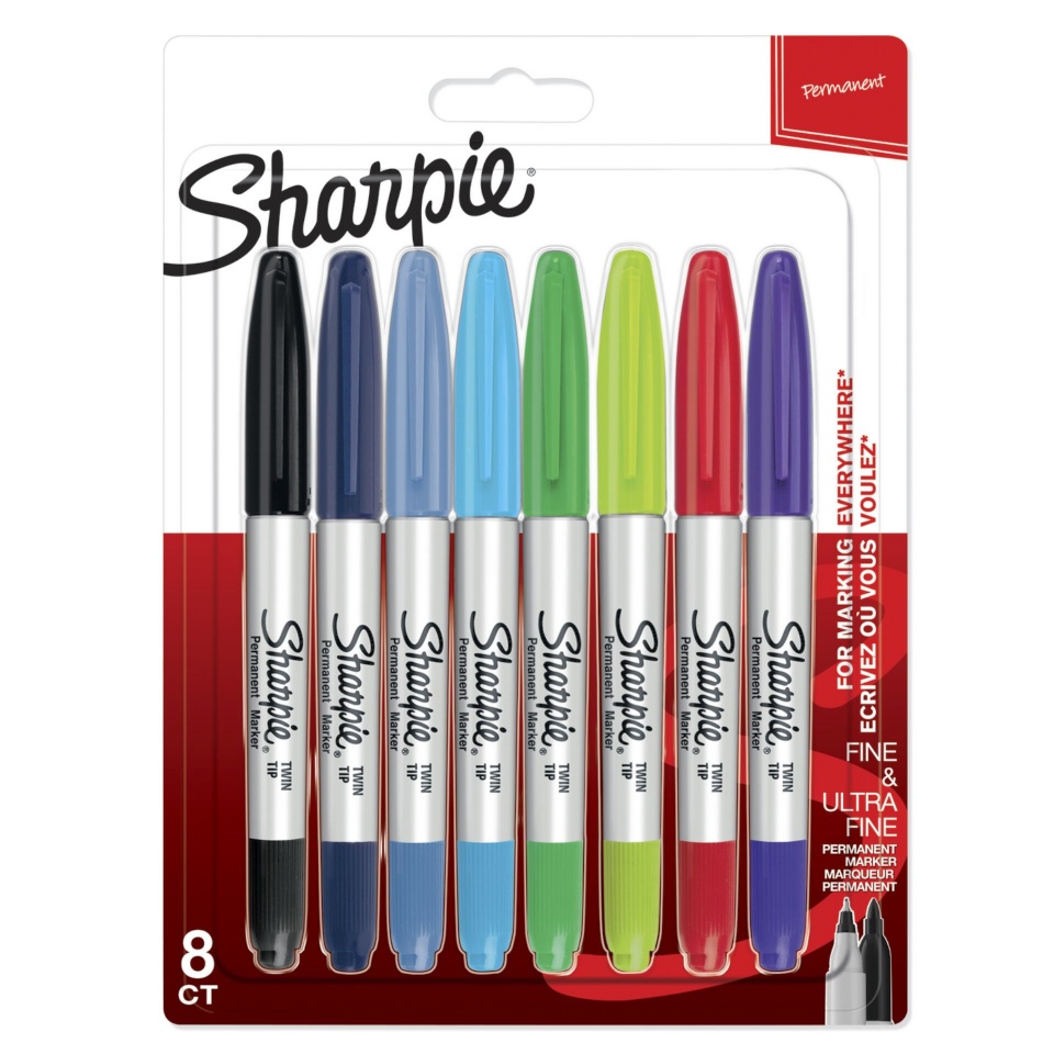 Sharpie markerid 1x8 Twin Tip Permanent- marker UF + F 8 colours