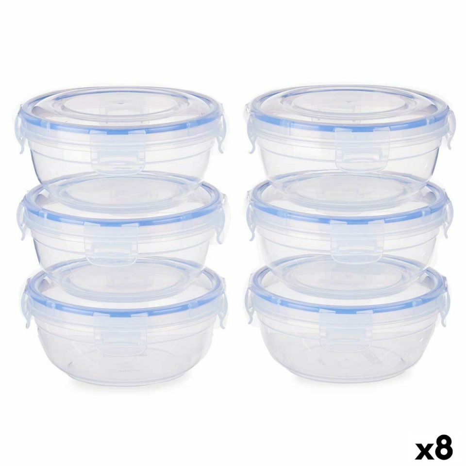 Leknes toidukarpide komplekt Hermeetiline sinine läbipaistev Plastmass 800ml 15,5x7,5x15,5cm (8tk)