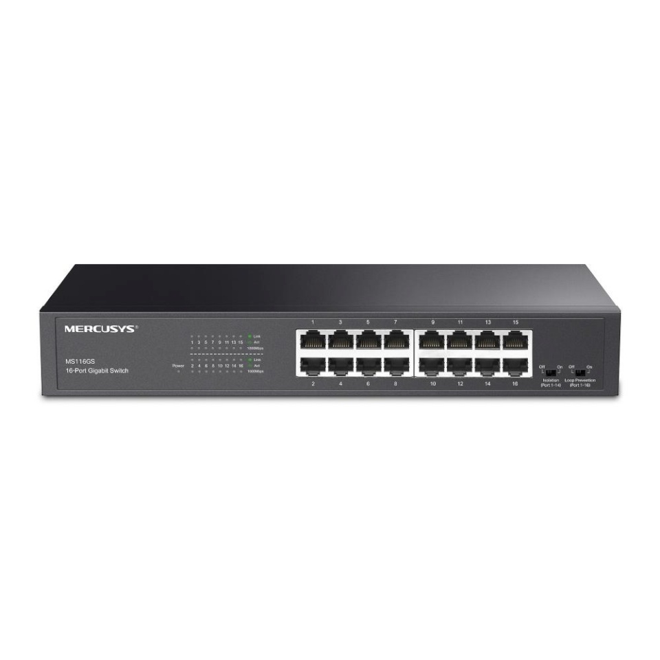 16-Port Gigabit Desktop/Rackmount Switch PORT: 16× Gigabit RJ45 Ports
