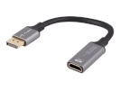 Lanberg videokaabel Lanberg Displayport (M)->HDMI(F) Adapter 8K on cable 20cm, hõbedane