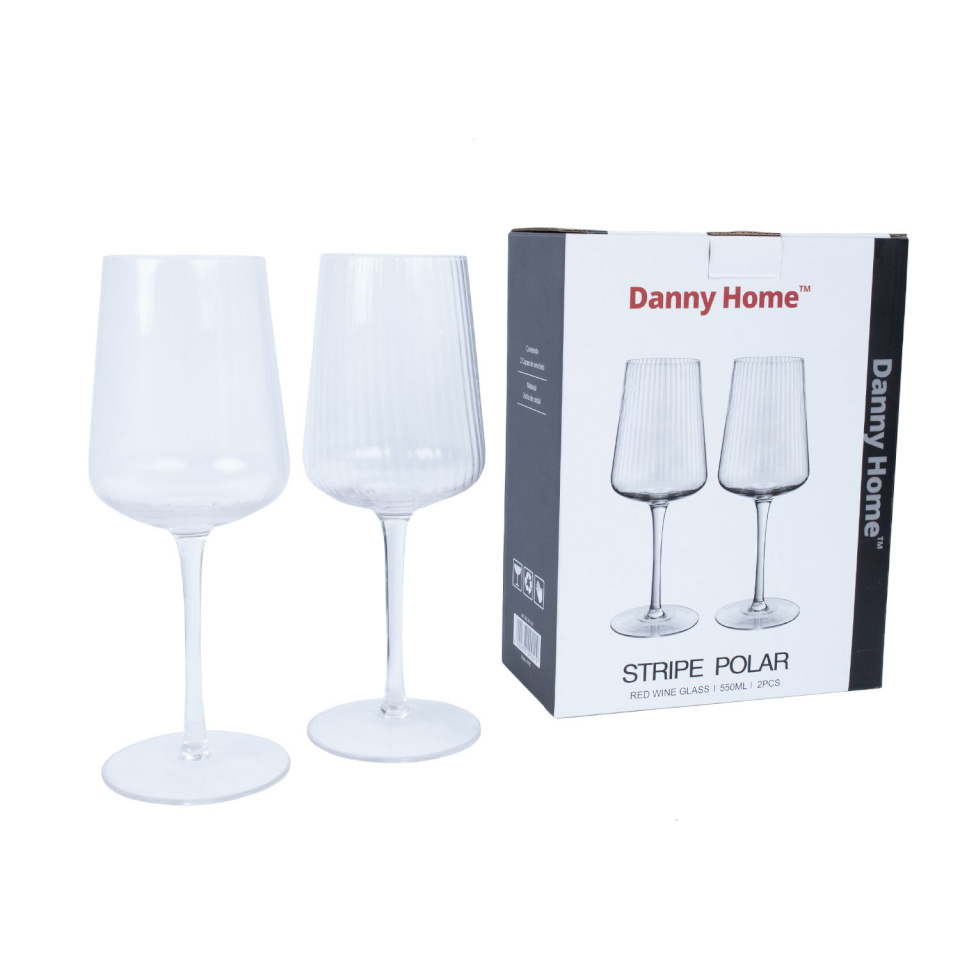 H4Y veinipokaalid Stripe Polar, 23,7cm, 550ml, 2tk, läbipaistev