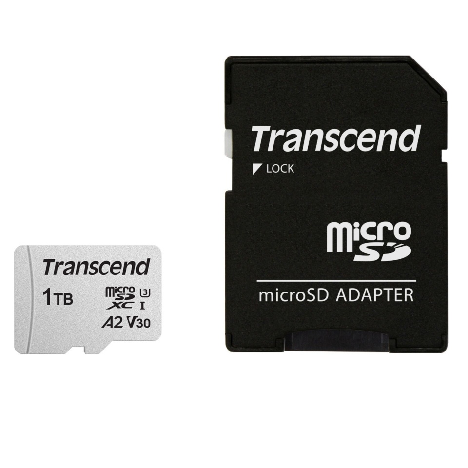 Transcend mälukaart microSDXC 300S-A 1TB Class 10 UHS-I U3 V30 A2