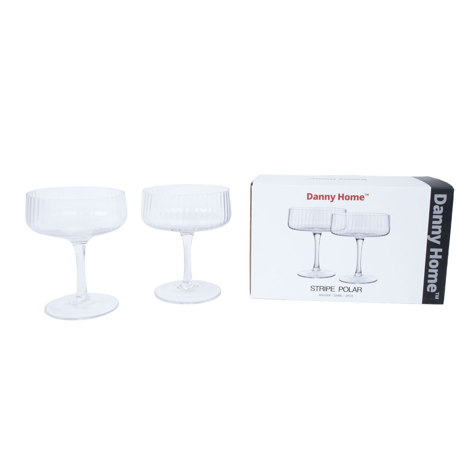 H4Y vahuveinipokaalid Stripe Polar, 12cm, 220ml, 2tk, läbipaistev