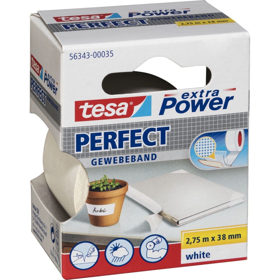 Tesa teip 2,75m x 38mm extra Power valge Perfekt 56343