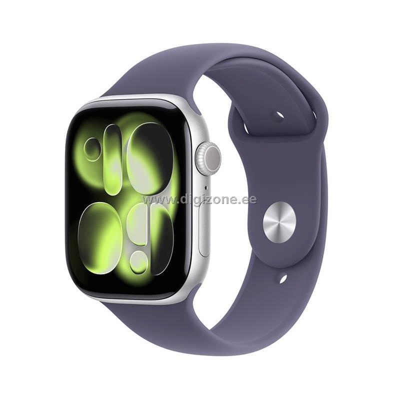 Apple Watch Series 11 GPS 42mm hõbedane Aluminium Case with lilla Fog Sport Band - M/L