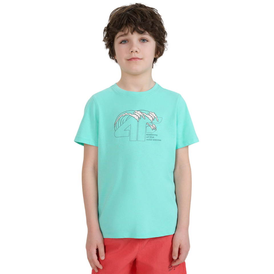 4F T-särk poistele M1917 mündiroheline 4FJWSS25TTSHM1917 47S suurus 140cm