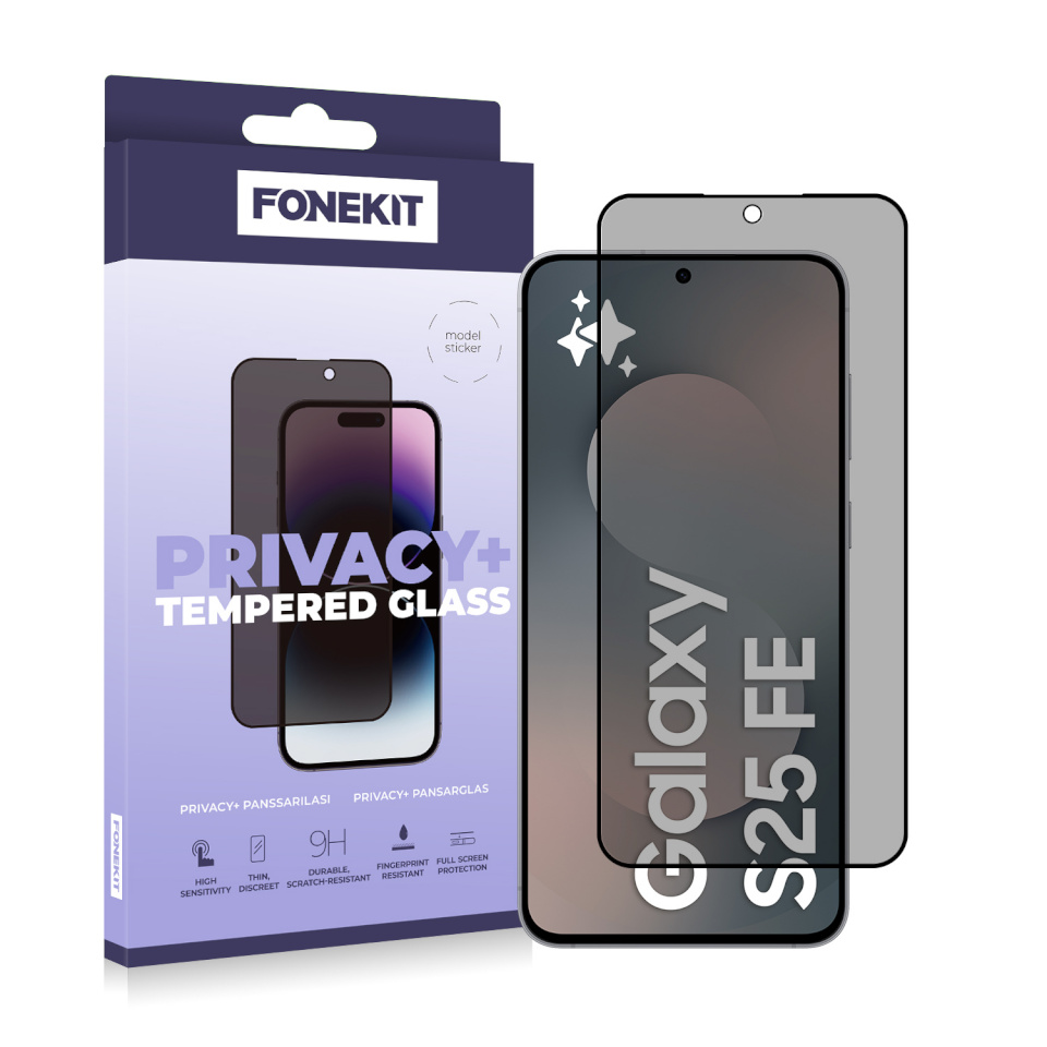 FoneKit kaitseklaas Privacy+ Full Cover, Samsung Galaxy S25 FE