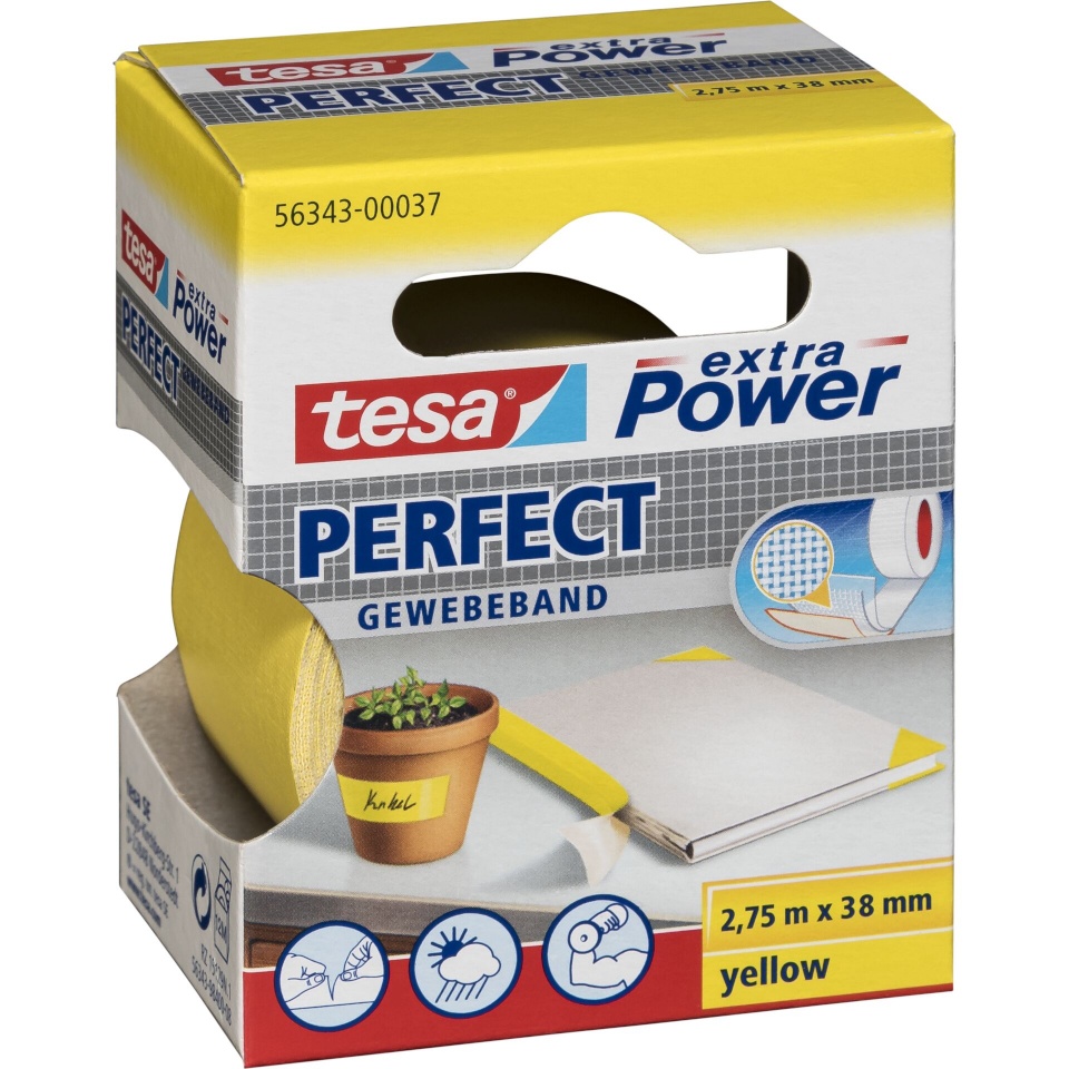 Tesa teip 2,75m x 38mm extra Power kollane Perfekt 56343
