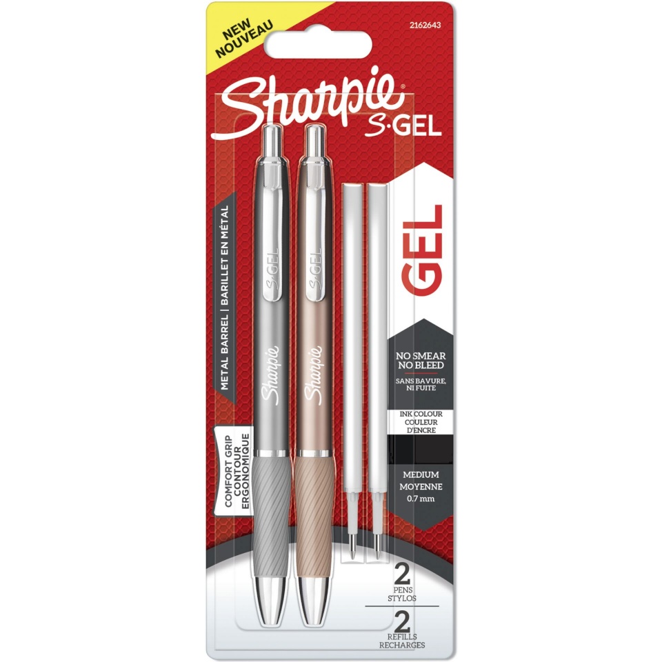 Sharpie geelpliiatsid 2x1 S-Gel Metal Steel Gray + Rose Gold 0,7mm + 2 Leads, 2tk