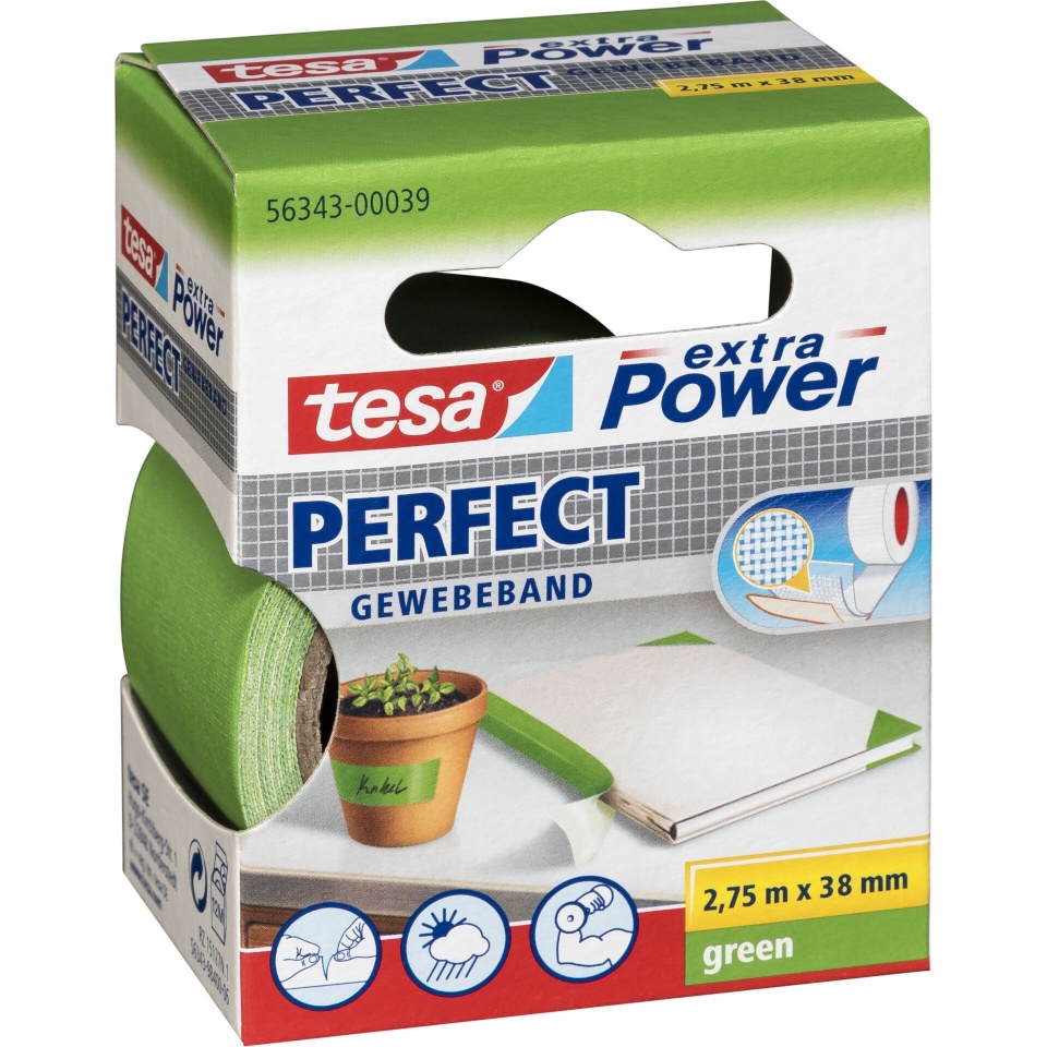 Tesa teip 2,75m x 38mm extra Power roheline Perfekt 56343