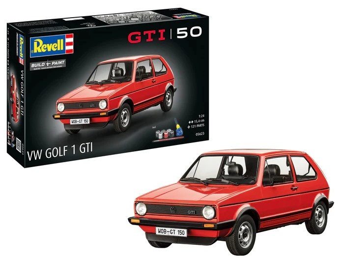 Revell Plastic model car VW Golf1 GTI 50 years 1:24