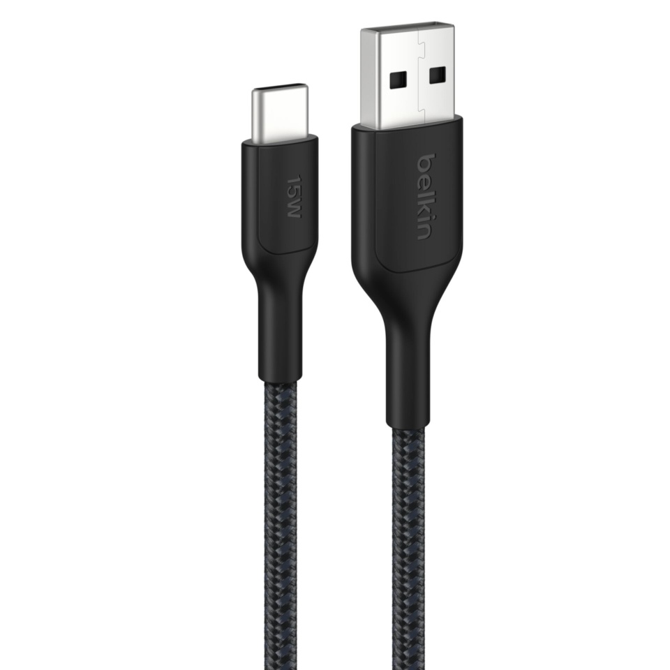 Belkin laadimiskaabel BOOSTCHARGE geflocht.Kab. USB-C/USB-A 2m schw.CAB022HQ2MBK
