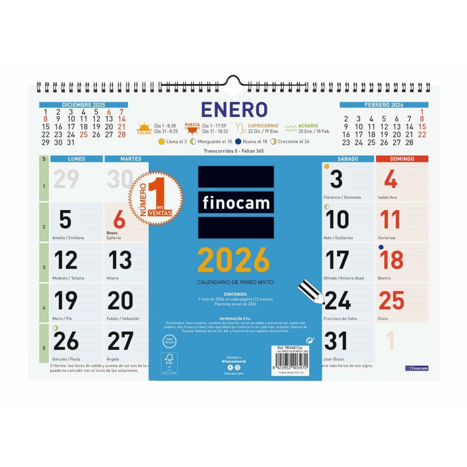 Finocam Seinakalender mitmevärviline paber 43x31cm