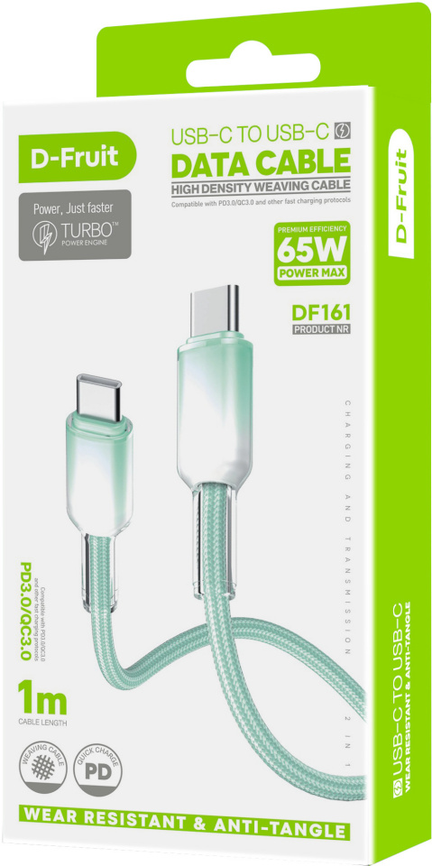 D-Fruit kaabel USB-C - USB-C DF161 1m, heleroheline