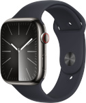 Apple Watch Series 9 GPS + Cellular 45mm Graphite Stainless Steel Case with Midnight Sport Band, M/L