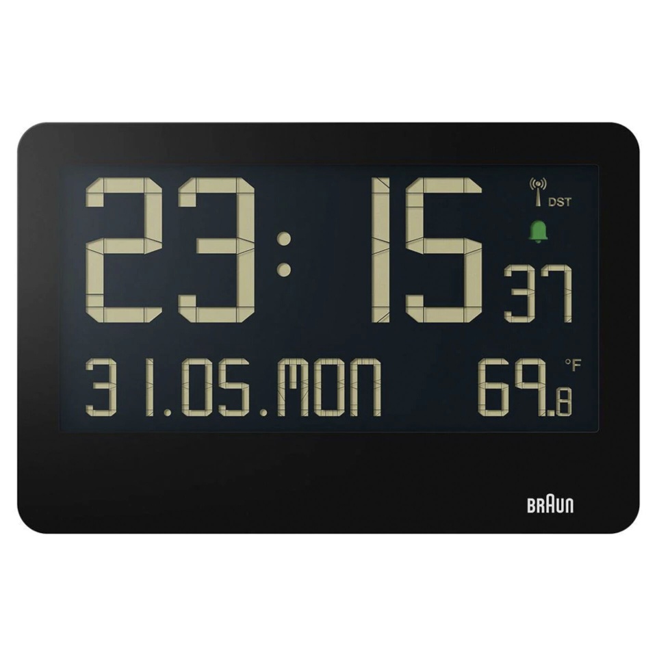 Braun seinakell BC 14 Radio Digital Wall Clock, must