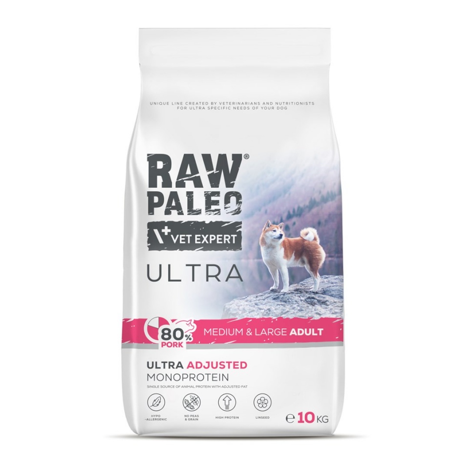 Vetexpert kuivtoit koerale Raw Paleo Ultra Pork Medium & Large Adult, 10kg