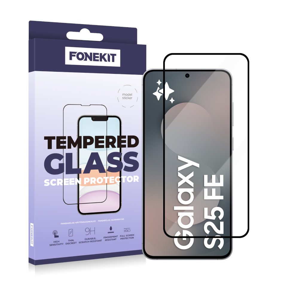 FoneKit kaitseklaas Full Cover, Samsung Galaxy S25 FE