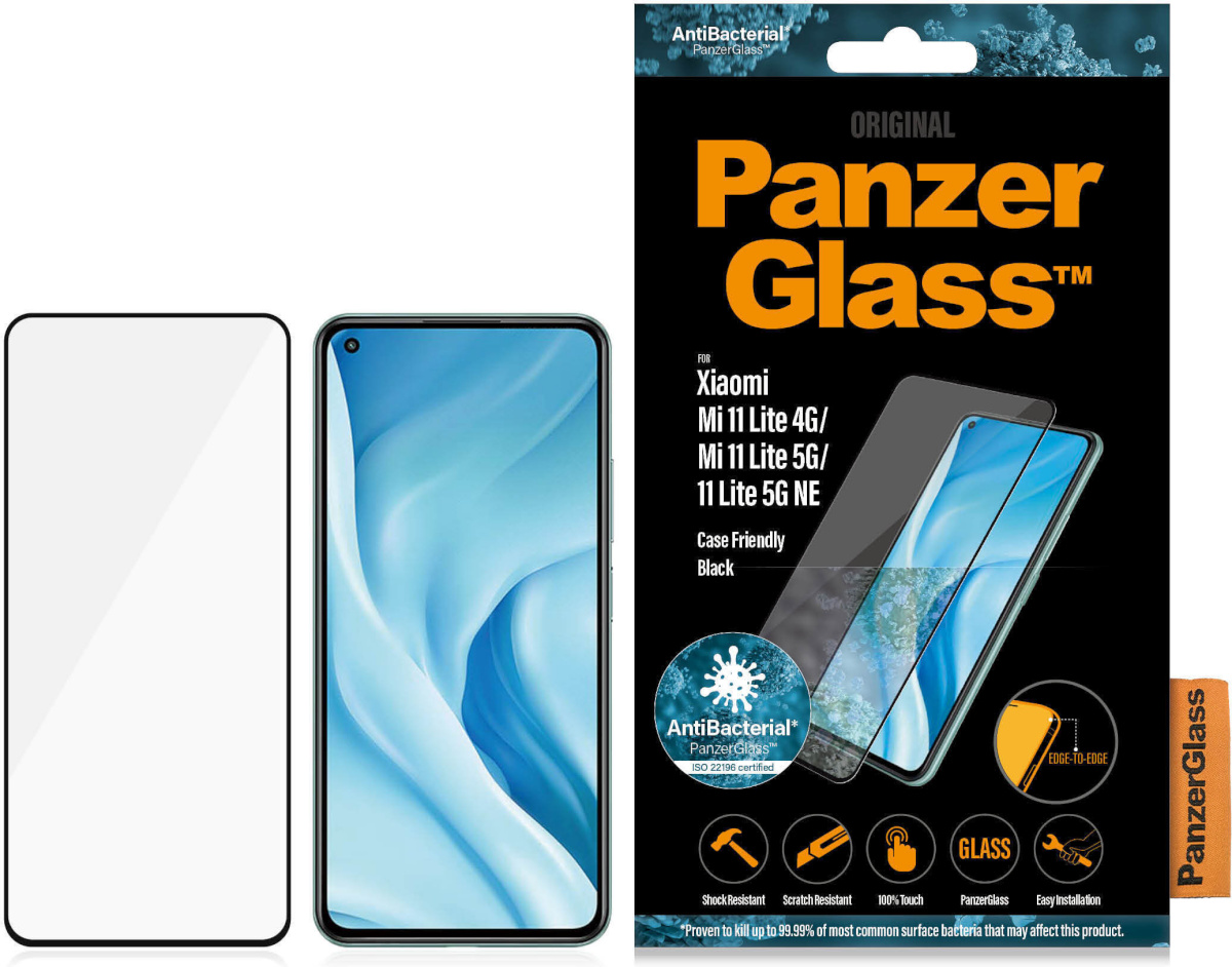 PanzerGlass kaitseklaas, Xiaomi Mi 11 Lite, must raam