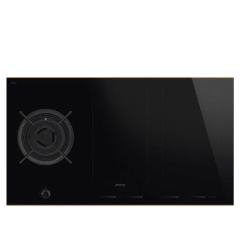 SMEG pliidiplaat PM6954R Dolce Stil Novo, 1 x gaas, 4 x induktsioon, 2 x Multi tsoon, 90cm, must/vask, lõigatud serv