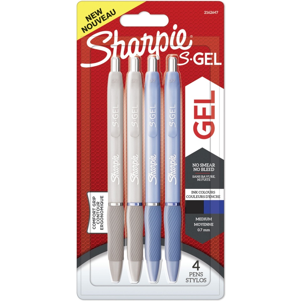 Sharpie geelpliiatsid 2x2 S-Gel Frost Blue + Pearl White 0,7mm, 4tk, sinine/valge