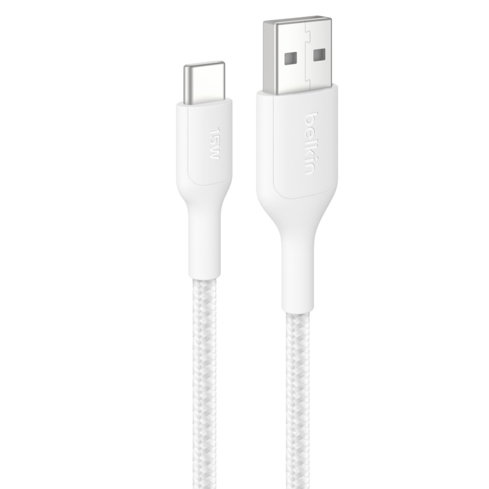 Belkin laadimiskaabel BOOSTCHARGE geflocht.Kab. USB-C/USB-A 2m valge CAB022hq2MWH