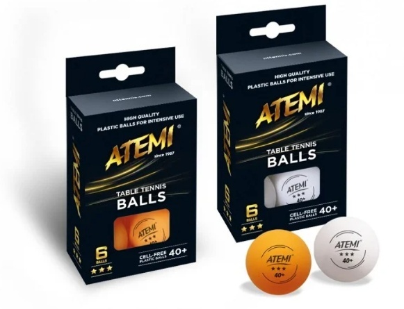Atemi lauatennisepallid valge 40mm