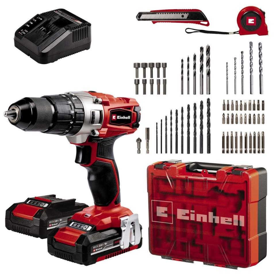 Einhell lööktrell TE-CD 18/2 Li-i +64 Cordless Impact Drill, punane/must