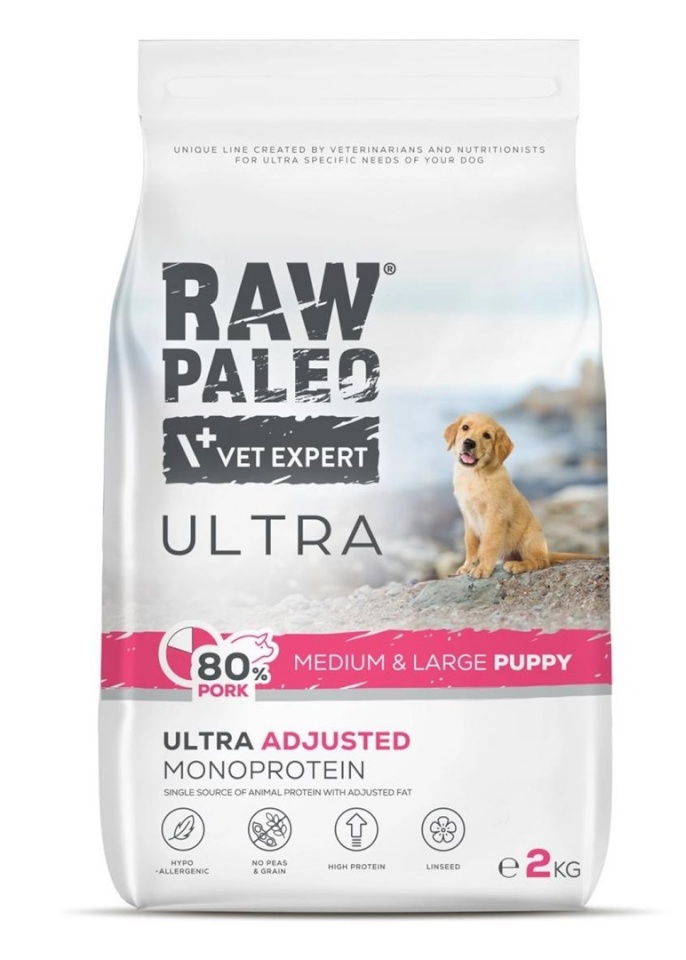 Vetexpert kuivtoit koerale Raw Paleo Ultra Pork Medium & Large Puppy, 2kg