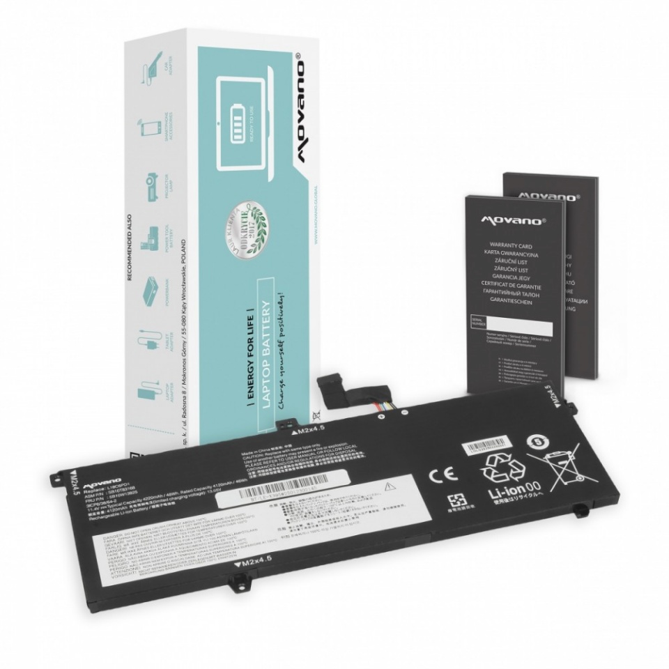 Movano sülearvuti aku L18C6PD1 L18M6PD1 for Lenovo ThinkPad X13 X390 X395 - 4220 mAh (48 Wh)