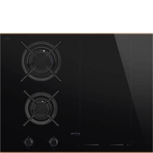 SMEG pliidiplaat PM6643R Dolce Stil Novo, 2 x gaas, 2 x induktsioon, Multi tsoon, 65cm, must/vask, lõigatud serv