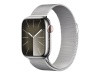 Apple Watch Series 9 GPS + Cellular 41mm hõbedane Stainless Steel Case with hõbedane Milanese Loop Apple