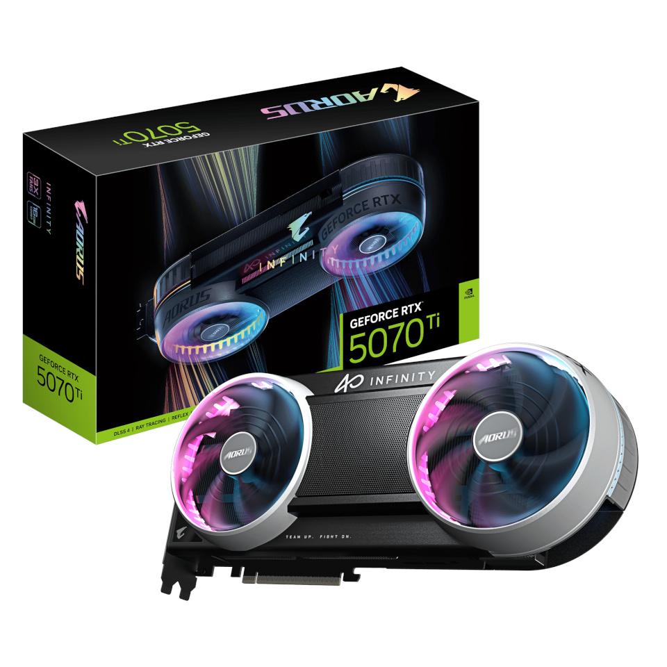 GigaByte videokaart GeForce RTX 5070 Ti AORUS INFINITY 16G (DLSS 5, 3x DisplayPort, 1x HDMI 2.1)