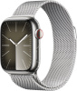 Apple Watch Series 9 GPS + Cellular 41mm Silver Stainless Steel Case with Silver Milanese Loop